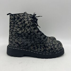Anarchic byTuk Boots Alien Anarchy Glow Shoes Boots Size 7 Womens Combat Lace Up
